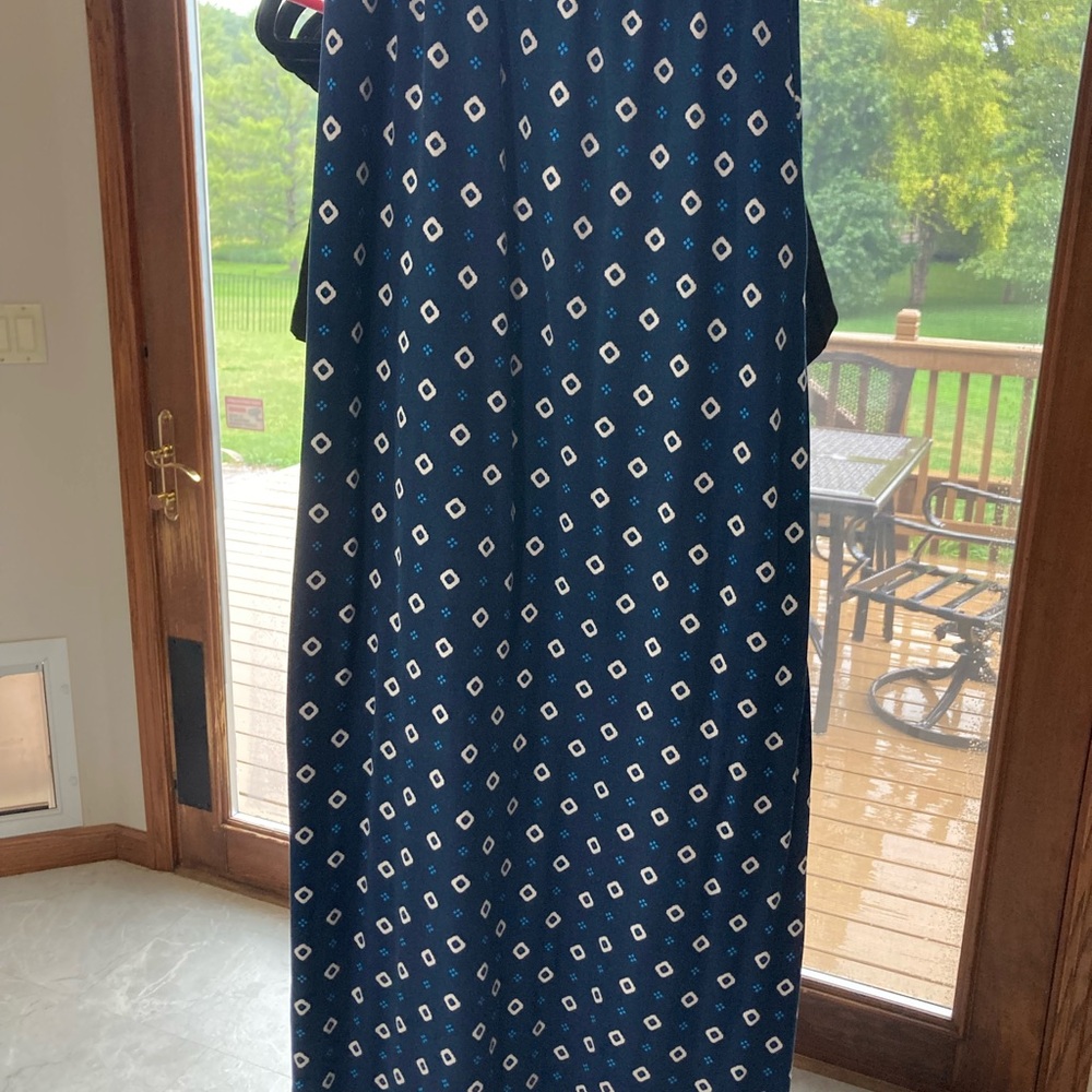Navy Geometric Patterned Maxi Skirt